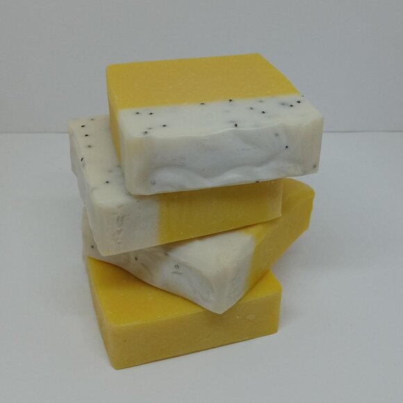Handmade Lemon Lemony Zest Poppy Seed Soap Bars Lot of 4 - Picture 3 of 3